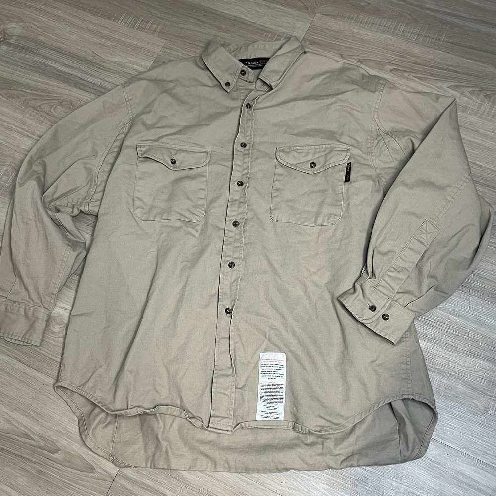 Walls FR (Flame Resistant) Men's X-Large Tan Long Sleeve‎ Shirt Arc Rating 9.6